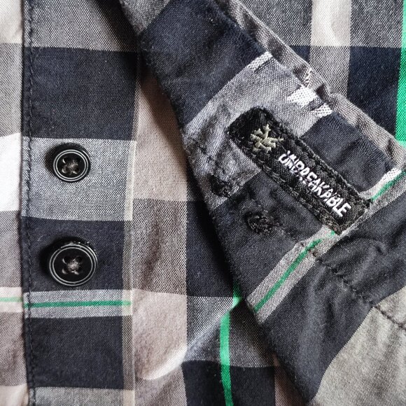 Zoo York casual button down shirt men's size XXL grey plaid long sleeve slim fit - Picture 9 of 11